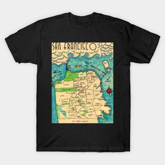 San Francisco T-Shirt by PendersleighAndSonsCartography